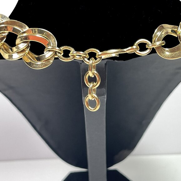 Vintage MONET Cuban Curb Double Chain Set Necklace Earrings Gold Tone Signed - Picture 10 of 10